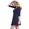 Awesome21 Solid Scoop Neck 3/4 Sleeve Mini Dress Navy Size L view 2