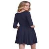 Awesome21 Solid Scoop Neck 3/4 Sleeve Mini Dress Navy Size L view 3