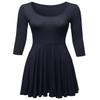 Awesome21 Solid Scoop Neck 3/4 Sleeve Mini Dress Navy Size L view 4