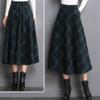 Taiduosheng Women's Wool Maxi Skirt A-Line Pleated Vintage Plaid Winter Swing Skirts Green M view 2