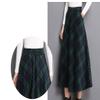 Taiduosheng Women's Wool Maxi Skirt A-Line Pleated Vintage Plaid Winter Swing Skirts Green M view 3
