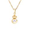 24K Gold Plated Cubic Zirconia Rhinestone Pricess Crown Pendant Necklace Jewelry view 1