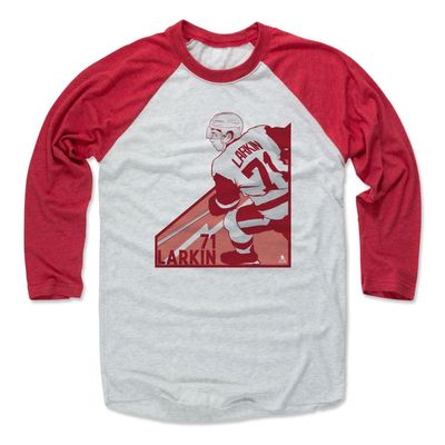 500 LEVEL Dylan Larkin Tee Shirt (Baseball Tee, XXX-Large, Red/Ash) - Detroit Raglan Tee - Dylan Larkin Angle R