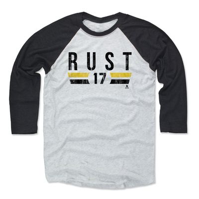 500 LEVEL Bryan Rust Tee Shirt (Baseball Tee, XXX-Large, Black/Ash) - Pittsburgh Raglan Tee - Bryan Rust Font YK