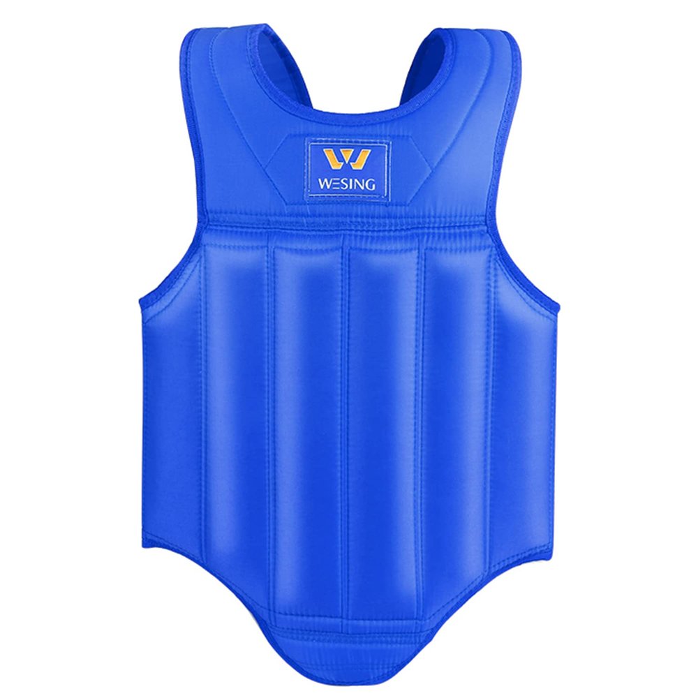 Wesing Martial Arts Muay Thai Boxing Chest Protector MMA Sanda Chest Guard (Blue, M)