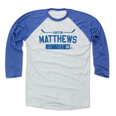 500 LEVEL Auston Matthews 3/4 Sleeve T-Shirt (Baseball Tee, XXX-Large, Royal/Ash) - Auston Matthews Athletic B