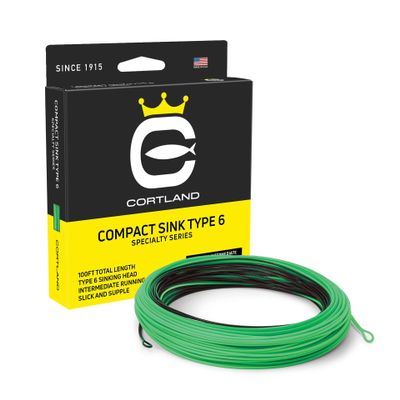 Cortland Compact Sink Type 6 Fly Line, Black/Electric Green 100ft, 11/12 WT - 425 GR