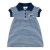 College Baby Striped Game Day Polo Dress with Bloomer - Notre Dame Fighting Irish Leprechaun Logo - Navy/White - 12 Months view 1