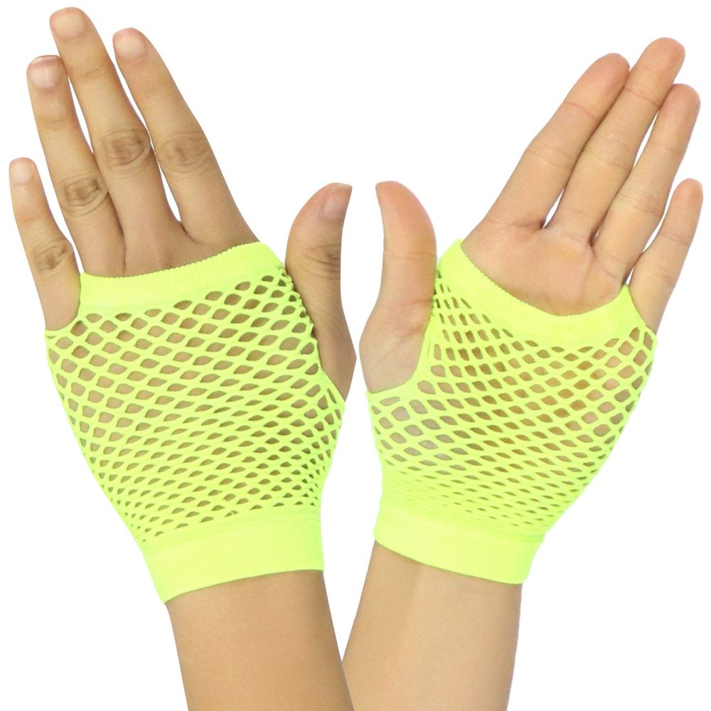 ToBeInStyle Women's Thick Diamond Net Gloves - Neonyellow