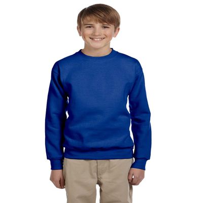 Hanes Youth Cotton Crewneck Fleece Closure Sweatshirt Pack 3, Deep Royal, Small