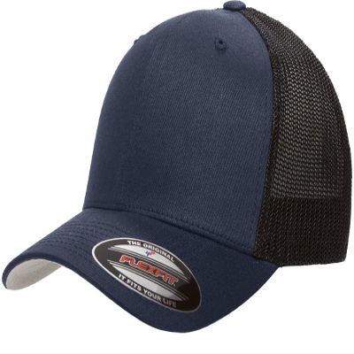 6511 Flexfit Mesh Cotton Twill Trucker Cap (Navy)