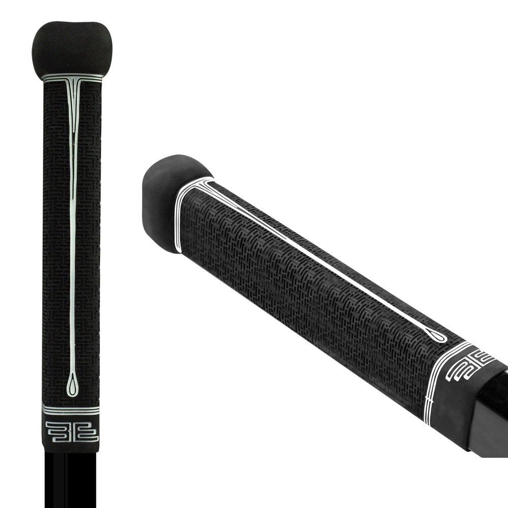 Buttendz Flux Z Hockey Stick Replacement Grip - Reusable Design, Large Knob Player Grip to Maximize Power, Accuracy and Stick Control, Fits All Stick Sizes (Black/White Drip)