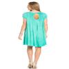 JM Clothing Women's Oil Washed Tunic Cap Sleeve Jersey with Keyhole in the back view 2