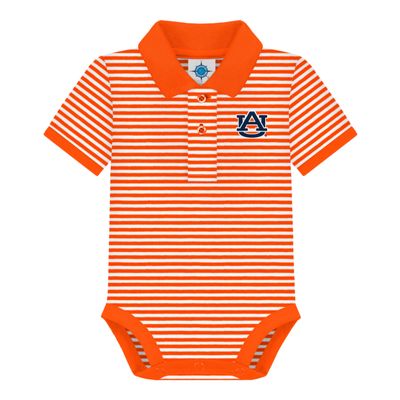 Creative Knitwear Auburn University Tigers Newborn Striped Polo Bodysuit - Auburn AU Logo, Orange/White, for Boys & Girls, 12 Months