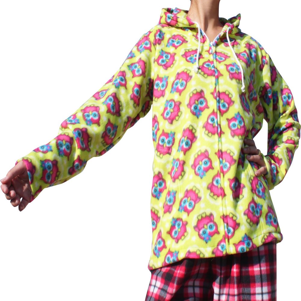 Full Funk Light Thin Polar Fleece Winter Inside Jacket Hoody Pijama Top, X-Large, Yellow Green