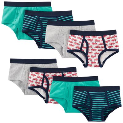 Simple Joys Toddler Boy's 8-pack underwear Underwear, Grey/Blue/Fire Trucks, 2-3