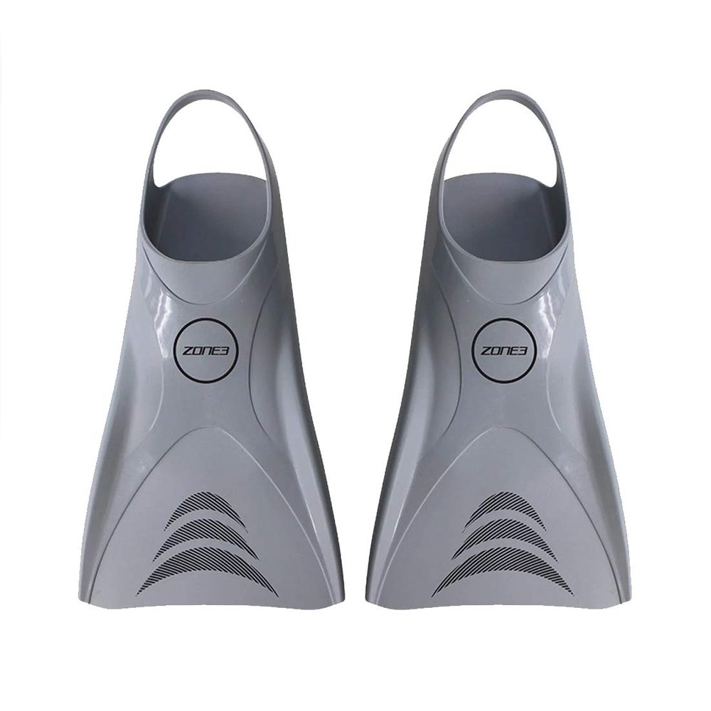 Zone3 Silicone V-Flex Ergo Swim Training Training Fins (Silver, Small)