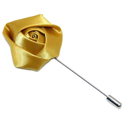 Flairs New York Gentleman's Essentials Premium Handmade Flower Lapel Pin Boutonniere (Pack of 1 Pin, Vegas Gold [Rose Bud])