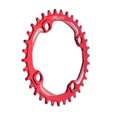 Funn Solo Narrow Wide Chainring for 9 10 11 12 Speed Chain, Fits 104mm BCD Interface Crankset, Single Speed Bike Chain Ring for MTB, BMX Bike, Gravel Bike and Road Bike (34T, Red)