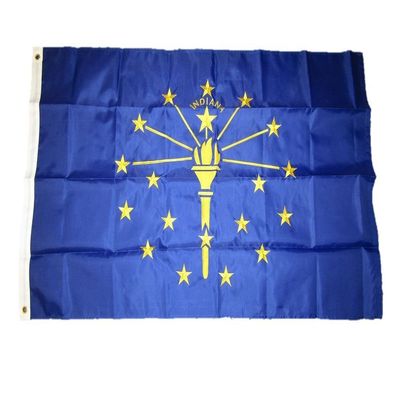 3x5 Embroidered Sewn State of Indiana 220D Solarmax Nylon Flag 3'x5' w/ 2 clips