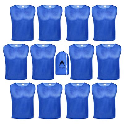 Athllete Boys Scrimmage Vest - Numbered Pinnies, Set of 12, Azure Blue, Medium