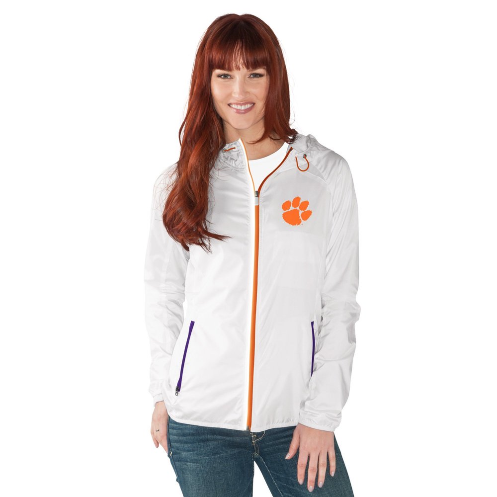NCAA Clemson Tigers Women's Spring Training Light Weight Full Zip Jacket, XX-Large, White