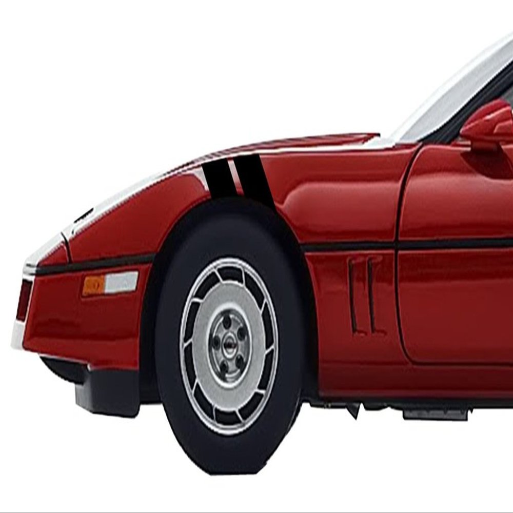 4 Inch Fender Hash Mark Double Bars Racing Stripes Vinyl Graphic Decals, Fits Chevy Corvette C4, Both Sides, Blue