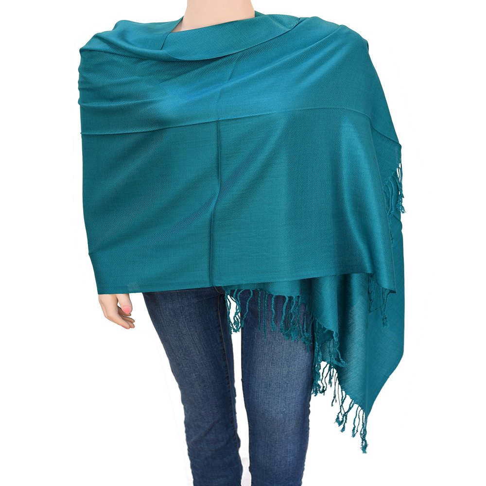 Flyingeagle Trade Solid Color Pashmina Shawl Scarf for Women (Teal)
