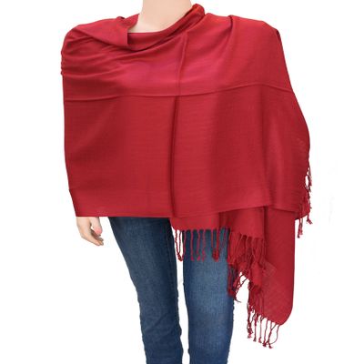 Flyingeagle Trade Solid Color Pashmina Shawl Scarf for Women (Deep Red)