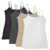 4 Pack Active Basic Women's Basic Tank Top (L-Wh/Khki/Chcl/Bk) view 1