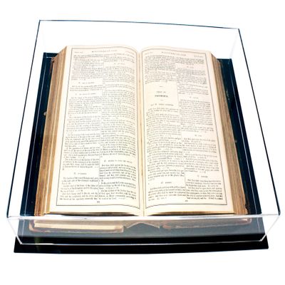 "Clear Acrylic Display Case for Books & Collectibles, Premium Book Display Box with Polished Edges & Crystal Clear Sides for Showcasing Memorabilia, Photos & Keepsakes, 18""L x 12""W x 3""H (A029-B)