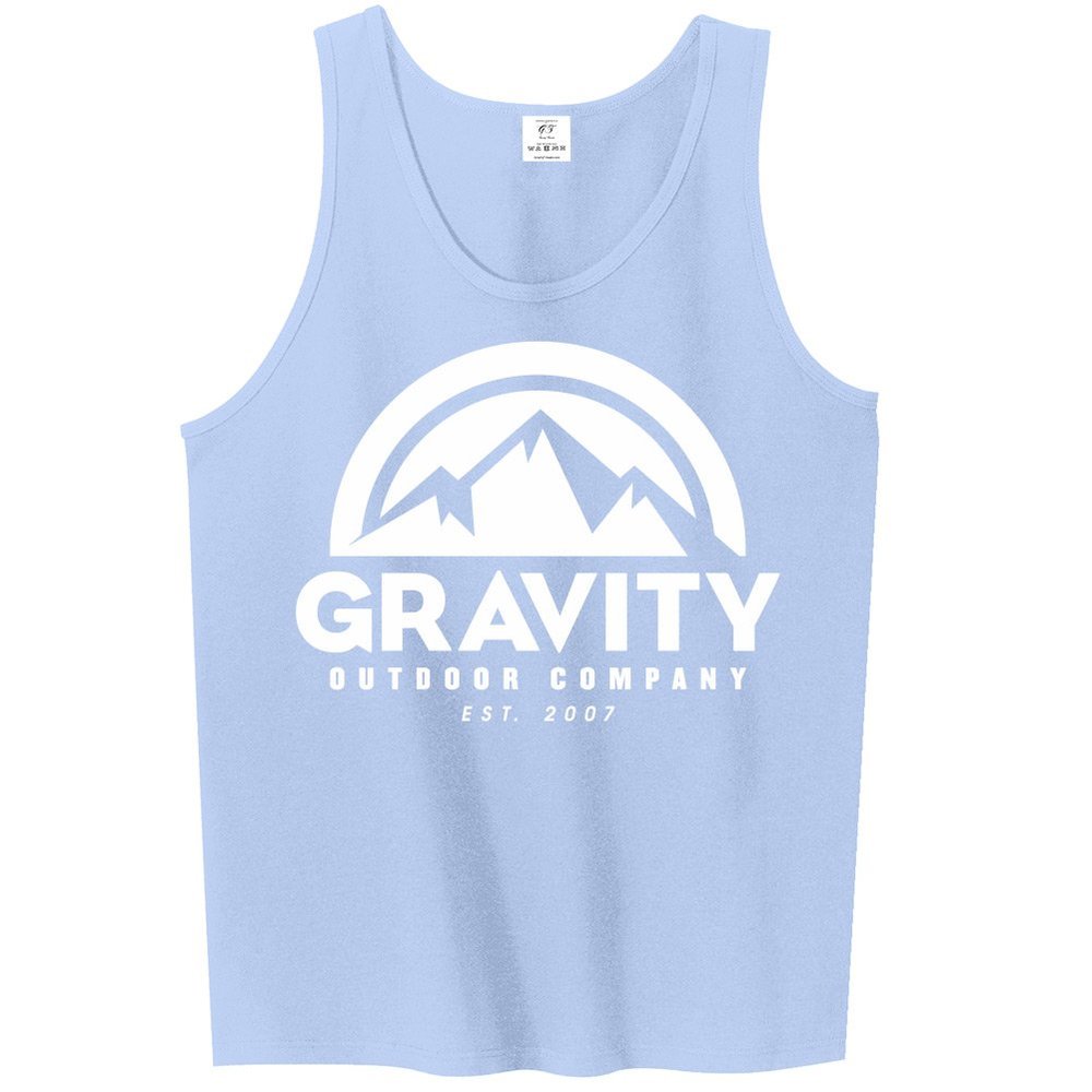 Mens Gravity Outdoor Co. Ultra Cotton Tank Top - White Logo - Carolina - S