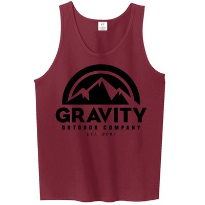 Mens Gravity Outdoor Co. Ultra Cotton Tank Top - Black Logo - Cardinal - XL