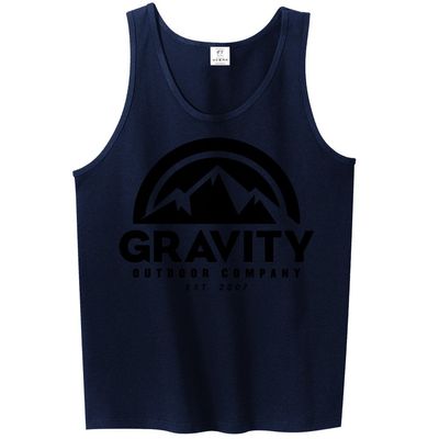 Mens Gravity Outdoor Co. Ultra Cotton Tank Top - Black Logo - Navy - 2XL