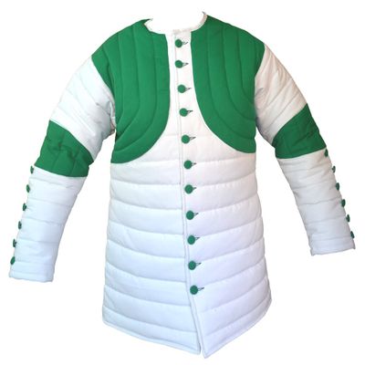 Thick Padded Design Gambeson White With Green ABS (White & Green, 49)