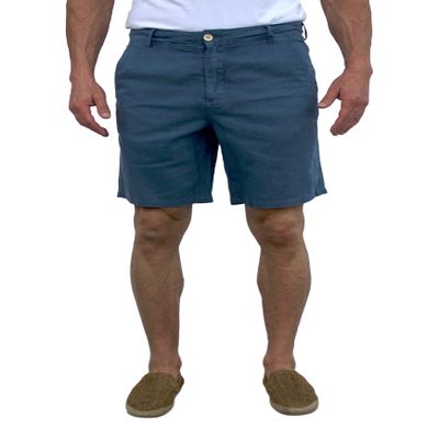 short fin Men's Linen Walking Shorts (Size 38, Slate Blue L8001)