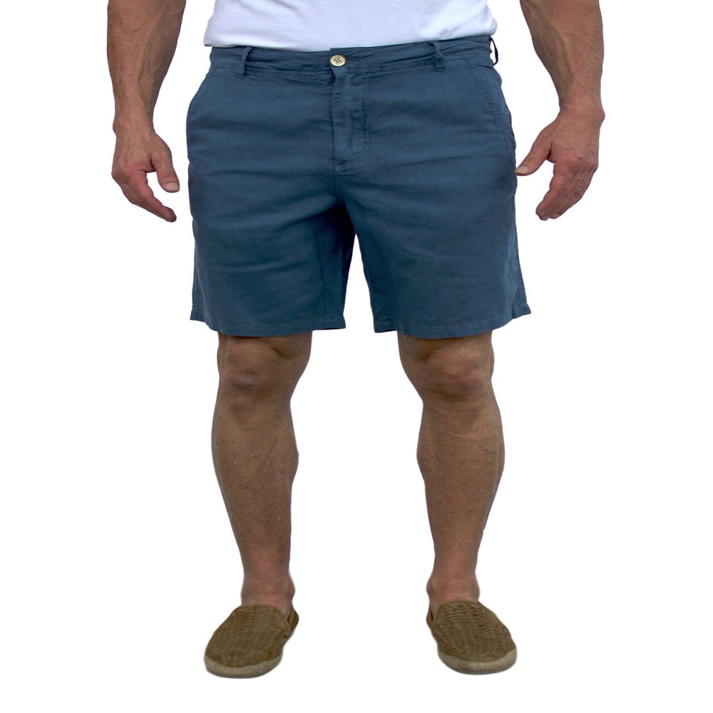 short fin Men's Linen Walking Shorts (Size 38, Slate Blue L8001)