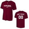 Adult Maroon Medium CUSTOM Front &/or Back 2-Button Mesh Henley Uniform Jersey Top view 1