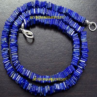 115 Cts. Full 16 Inch Natural Lapis Lazuli Gemstone Square HEISHI Cube 5-5.50 mm Beads Finished Necklace - in Wholesale Price