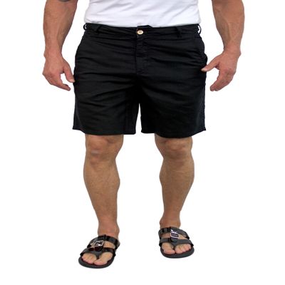 short fin Men's Linen Walking Shorts (Size 42, Black L8001)