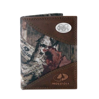 NCAA Marshall Thundering Herd Zep-Pro Mossy Oak Nylon and Leather Trifold Concho Wallet, Camouflage, One Size
