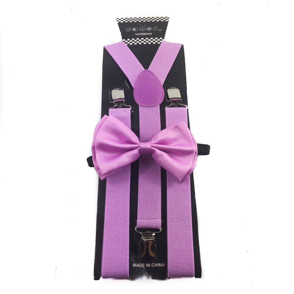 Awesome Lavender Purple Wedding Accessories Adjustable Bow Tie & Suspenders