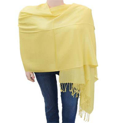 Flyingeagle Trade Solid Color Pashmina Shawl Scarf for Women (Light Yellow)