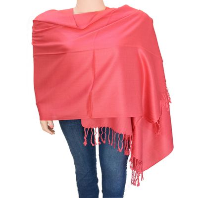 Flyingeagle Trade Solid Color Pashmina Shawl Scarf for Women (Coral Pink)