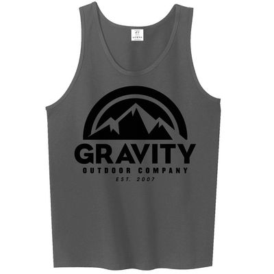 Mens Gravity Outdoor Co. Ultra Cotton Tank Top - Black Logo - Charcoal - M