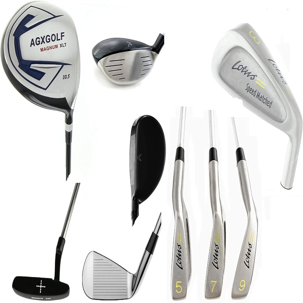 Right Men's Executive Golf Club Set: Cadet Length (-1 inch); 460cc Driver, Fairway Wood & Utility Club, Irons, Putter + Bonus Sand Wedge US Built.