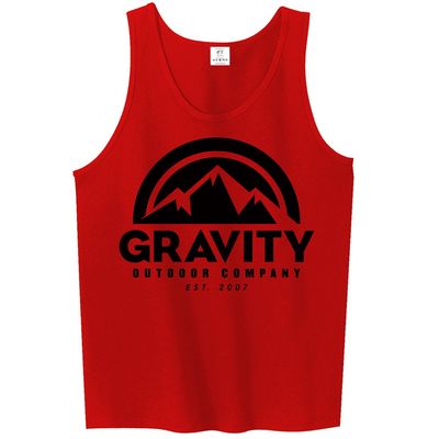 Mens Gravity Outdoor Co. Ultra Cotton Tank Top - Black Logo - Red - S