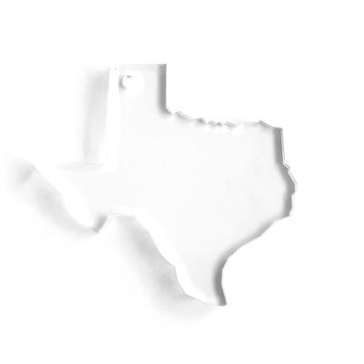 25 Acrylic Keychains State Texas Blank Clear 1/8" Thick (Optional Key Ring) (2.5" with Key Ring)
