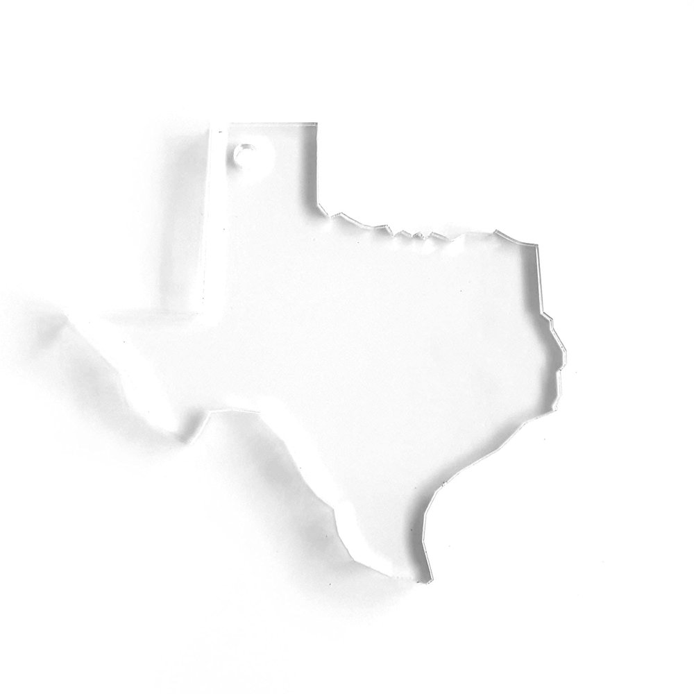 25 Acrylic Keychains State Texas Blank Clear 1/8" Thick (Optional Key Ring) (2.5" with Key Ring)