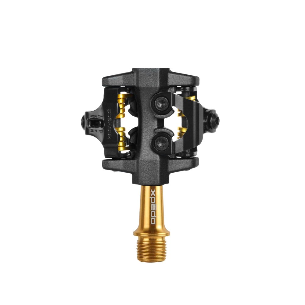 XPEDO CXR Pro Clipless Bicycling Pedals | Titanium Spindle, 6061 Aluminum Body, 3 Sealed Bearings, 6 Float, Dual-Sided Entry, SPD Compatible | Black